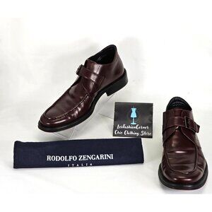 Rodolfo Zengarini Men's Burgundy Leather Monk Strap Buckle Loafers Sz 42 (9) 103